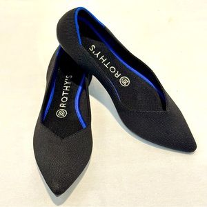 Rothy's Womens 8.5 The Point Black Solid Ballet Flats Shoes
